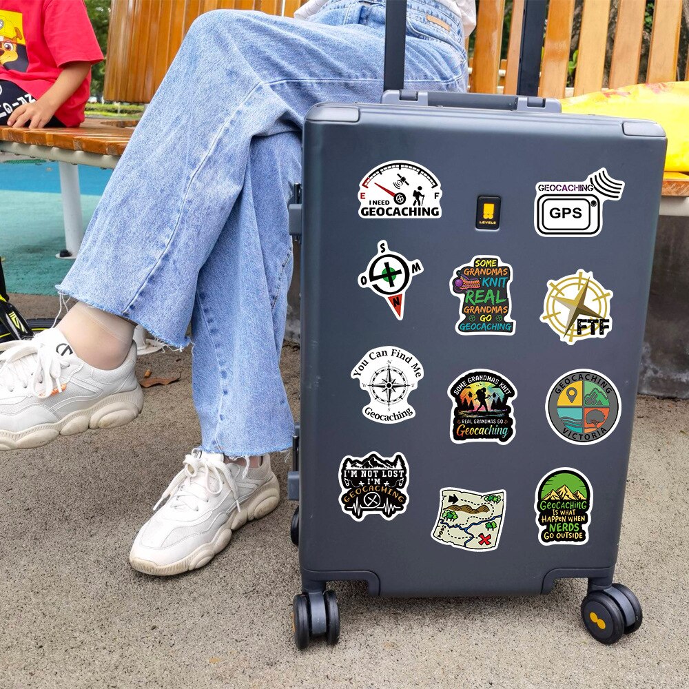 50pcs Outdoor Geocaching Stickers Decal Skateboard Laptop Luggage Phone Guitar Car Helmet Waterproof Sticker Kids DIY stickers