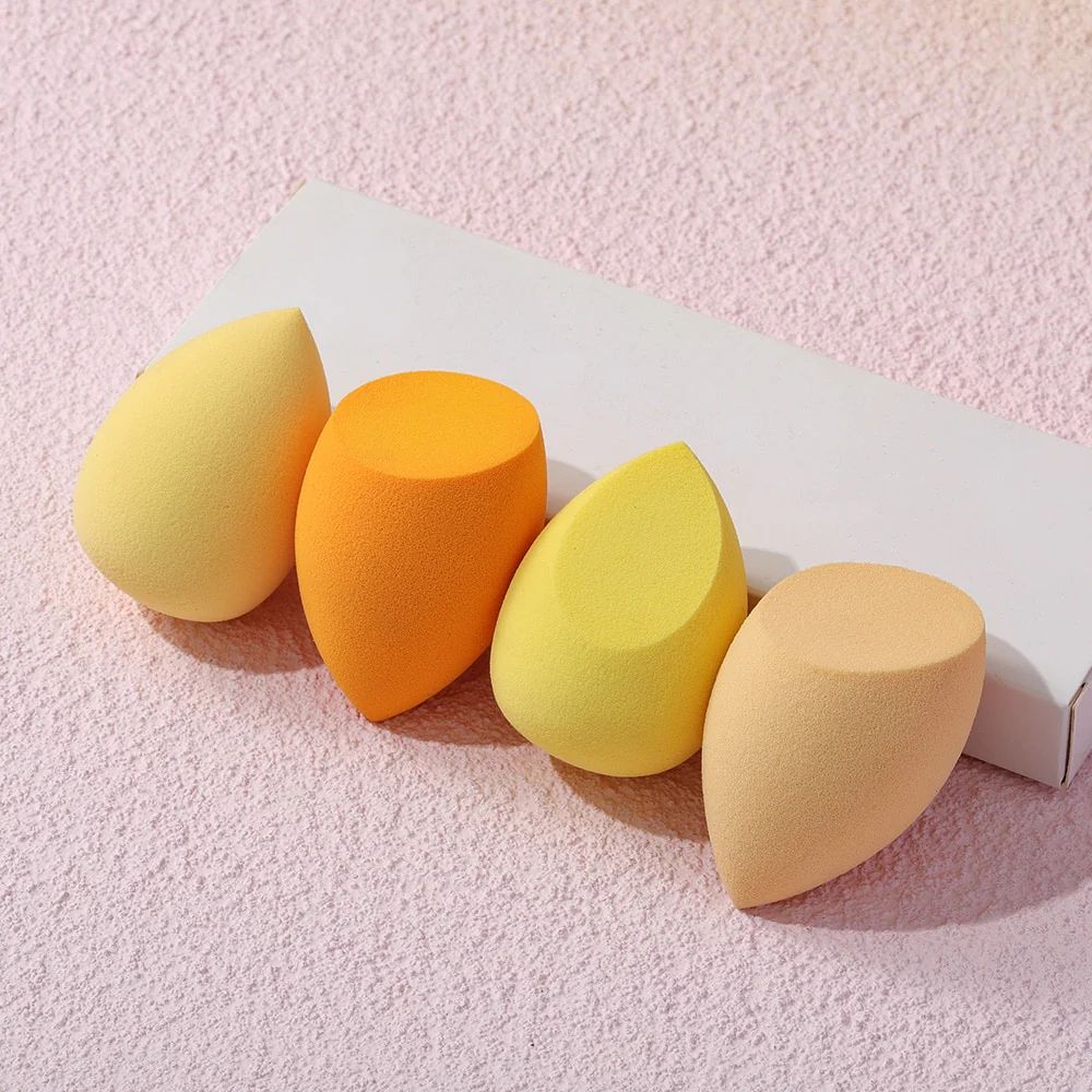 4-delige Beauty Egg Make-up Spons Blenders Beauty Sponzen Foundation Applicator: YELLOW