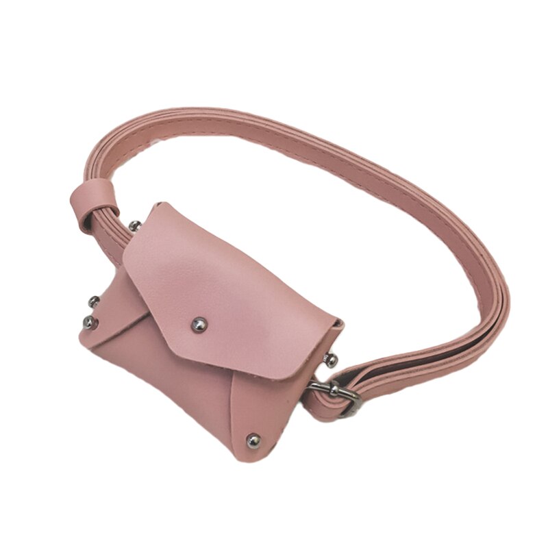 Children&#39;s Rivet Small Square Bag Kid Crossbody Shoulder Bag PU Cross Body Waist Packs: Pink