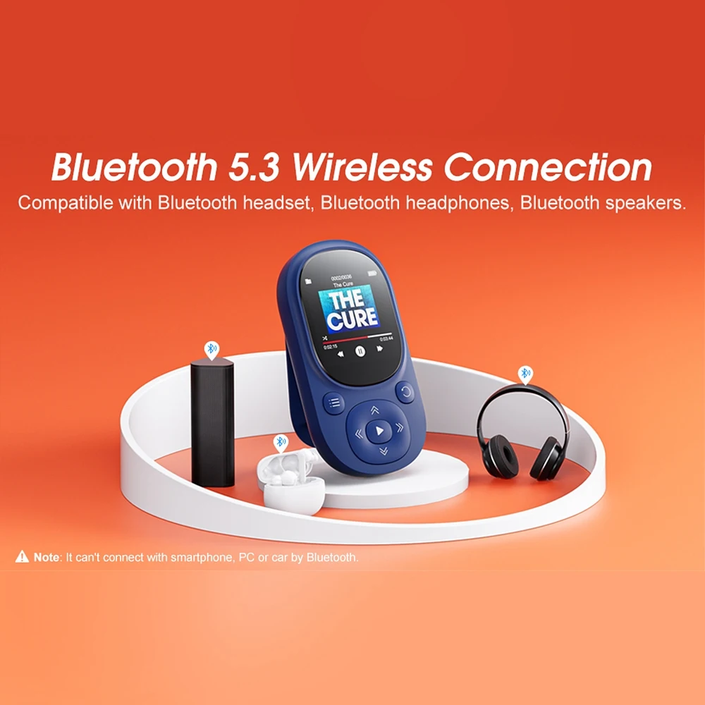 32 GB Clip-MP3-Musikplayer mit BT 5.0, verlustfreier Sound, Sport-MP3-Player, unterstützt FM-Radio-Sprachaufzeichnung und bis zu 128 GB TF-Karte