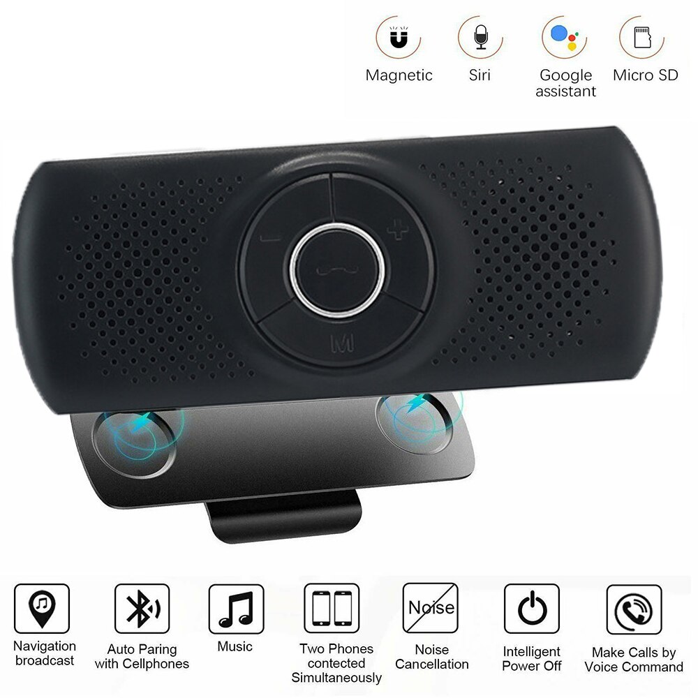 Kit de manos libres inalámbrico para coche, Kit de manos libres, altavoz multipunto, visera solar, cargador de teléfono inteligente, manos libres: DVD-R/RW