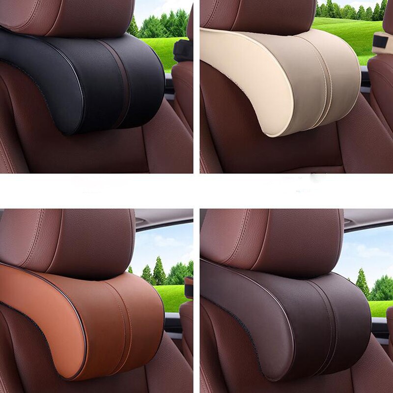 PU Leather Auto Car Neck Pillow Memory Foam car pillow Neck Rest Seat Headrest Cushion Pad
