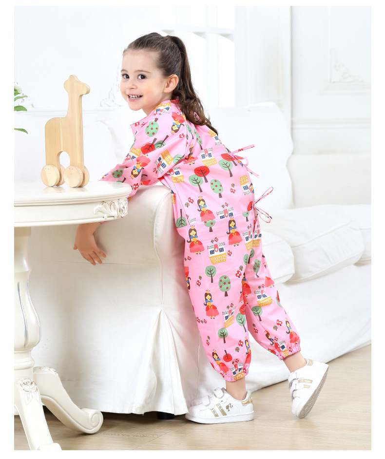 90 ~ 120Cm Baby Overalls Regenjas Kleding Polyester Spelen Water Zand Sneeuw Kids Jongens Meisjes Sportscartoon Jas Met Broek sets: pink follow / M