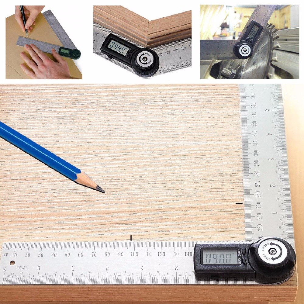 200mm 2-in-1 Digital Angle Ruler Finder Meter Protractor Inclinometer Stainless Steel Moving Blade Ruler Goniometer Electronic