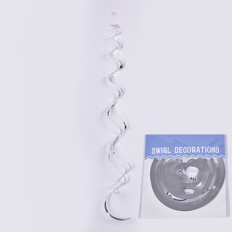 DIY Swirl Banner Decorative Ceiling Hanging Metallic Wedding Favor Birthday Decor Garland Party Supplies: Silver