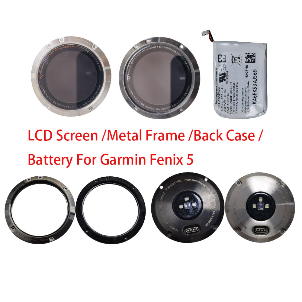 Front Metal Frame /Rear Case With BatteryFor Garmin Fenix 5 Multisport GPS Watch Replacement