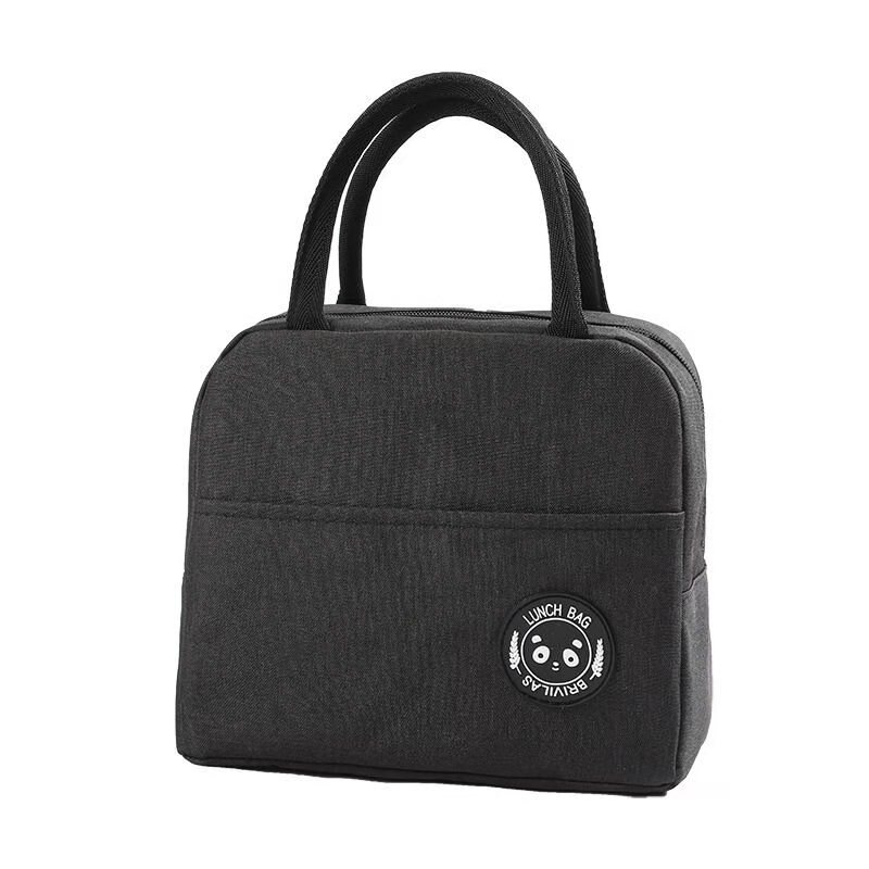 Unisex Maaltijd Tas Bento Pouch Thermische Voedsel Picknick Lunch Tas Draagbare Diner Container Voedsel Opslag Handtas Lunchbox Tote Voedsel tas: Black