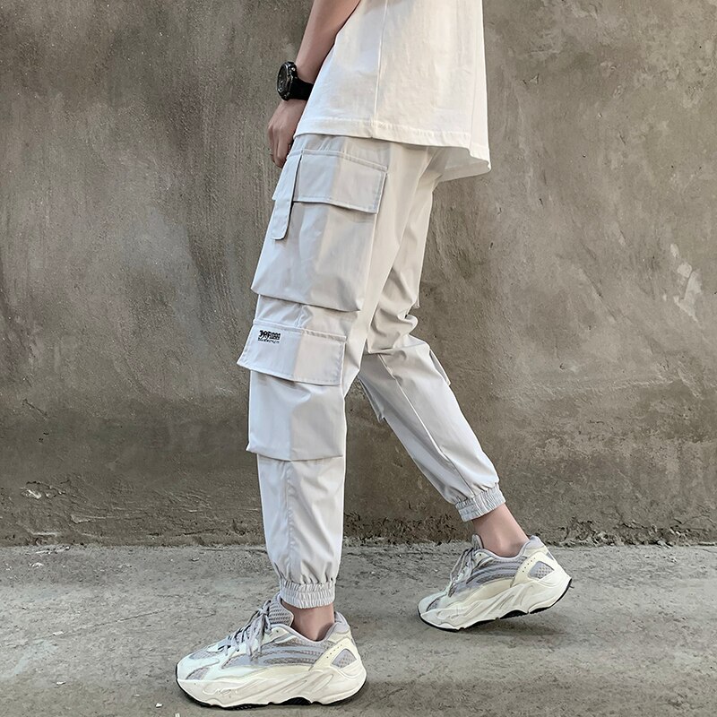 LAPPSTER para hombre Pantalones Streetwear Joggers para hombre Hip Hop Negro Pantalones deportivos masculinos Fashions coreanas Harajuku Pockets pantalón 5XL: 4XL / Grey