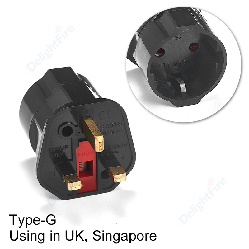 UK Plug Adapter Korea KR Euro European EU To UK British Travel Adapter 3Pin Plug Type G EU AC Converter Socket Power Adaptor: Type 19