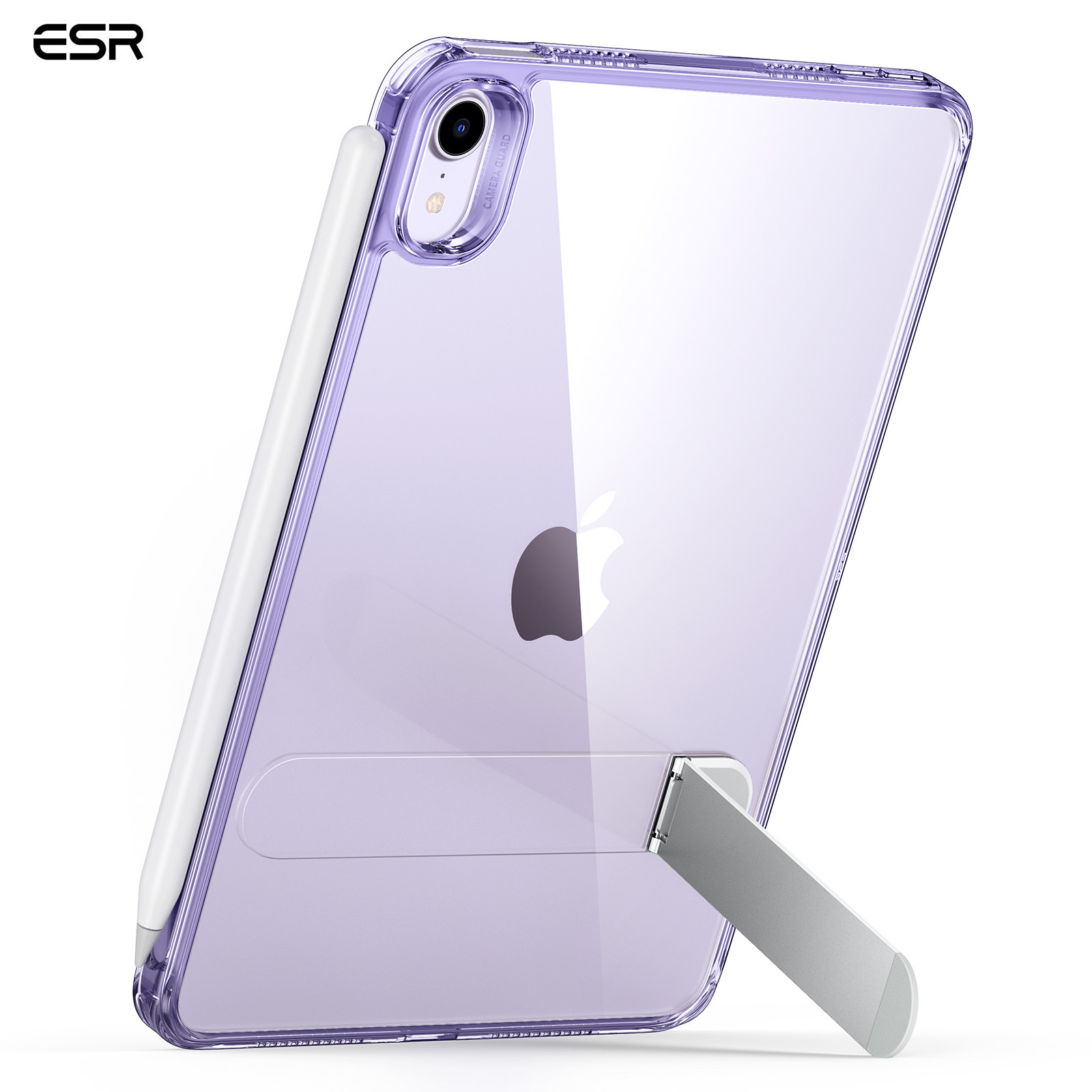ESR-Kickstand Case for iPad Mini 6) Mini 7) Hybrid Protection Clear Back Cover with Stand Support Pencil Pro & Pencil: Blue