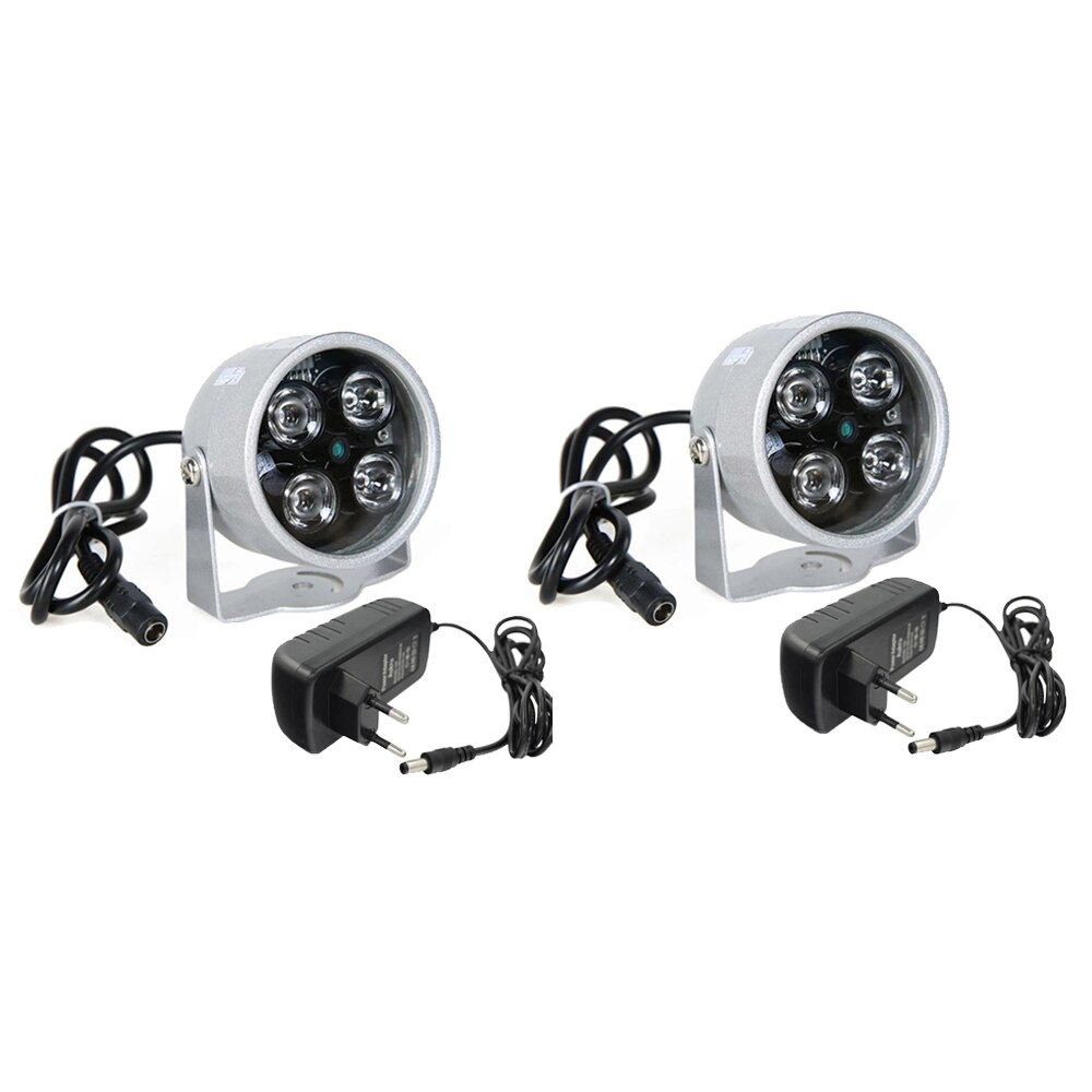 4IR LED High Power Light Infrared Illuminator IR Night Vision For CCTV Security Cameras Fill Lighting Metal Gray Dome Waterproof: Led4-S-12V2A-2pc