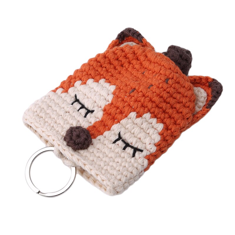 Kids Girls Cartoon Mini Key Wallet Holders Bags Drawstring Keychain Holder Hand-woven Cute Key Holders