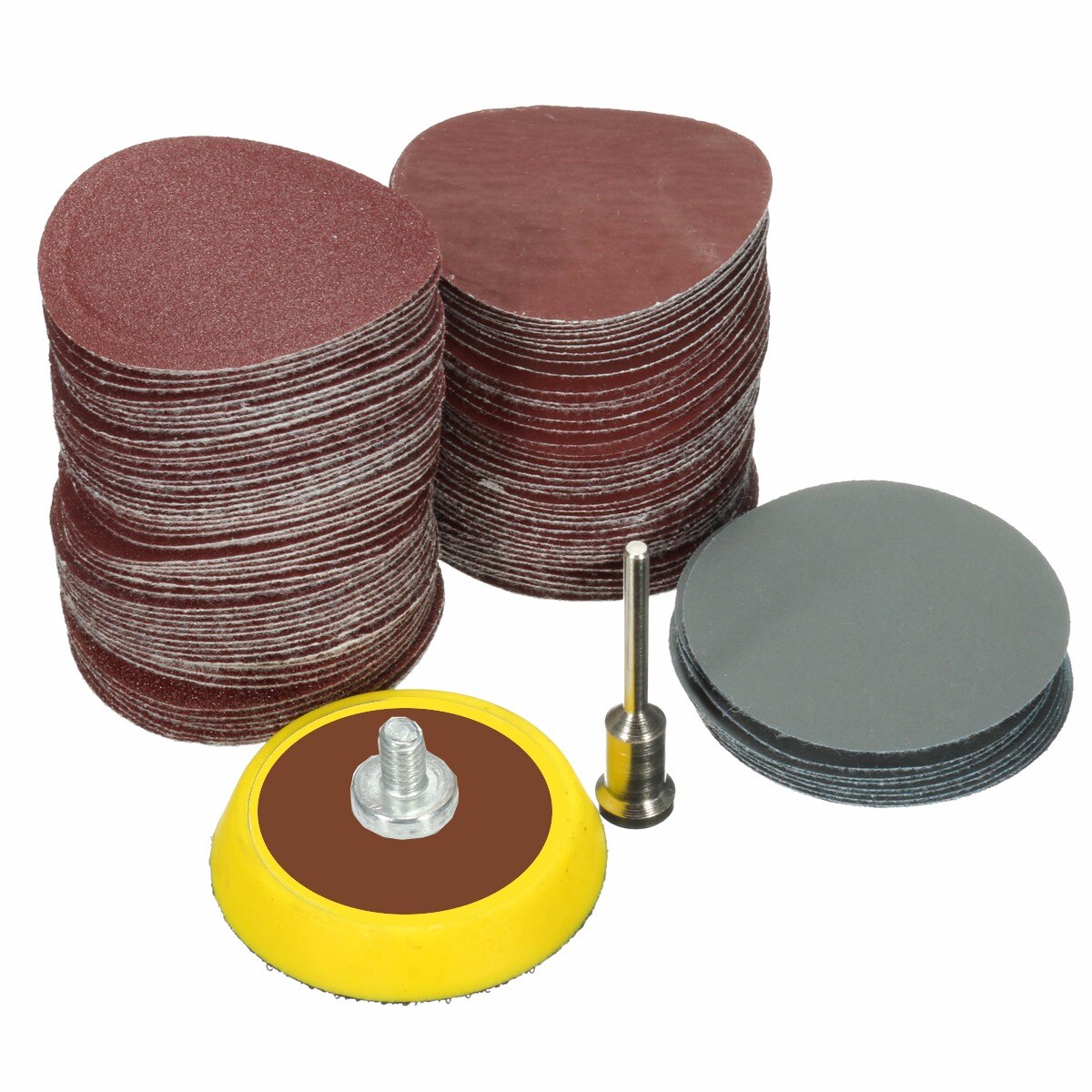 Papel de lija de 25mm/1 pulgada + 1 Uds. Placa de respaldo de bucle de gancho de 1 pulgada vástago de 1/8 pulgadas + 1 Uds. Almohadilla de lijado de bucle, abrasivos, pulido mixto, 100 Uds.