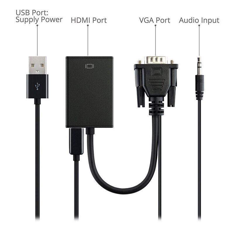 Vga Naar Hdmi Adapter Converter Kabel Converter Ondersteuning Audio Voor Hdtv Pc OD889