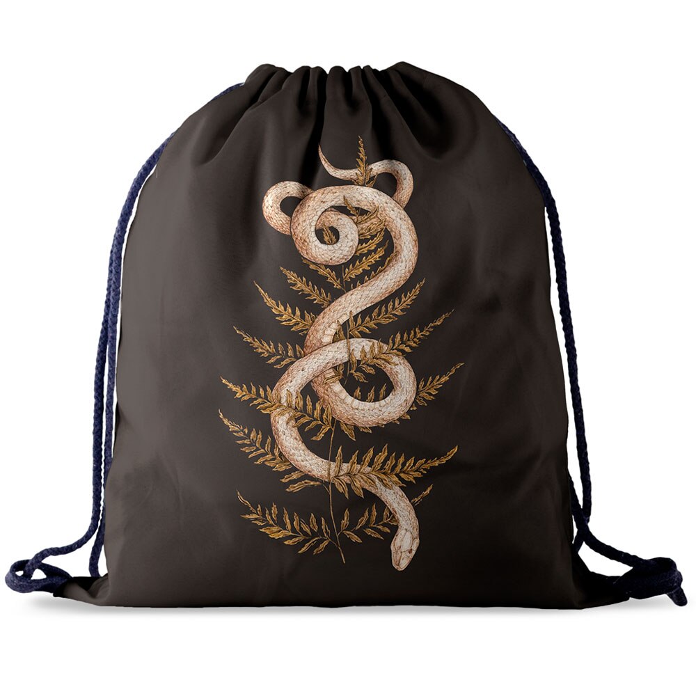 Who care – sac à cordon pour femmes, sac à dos de sport, Portable, Shopping, impression 3D, motif serpent, sac à chaussures d&#39;école: D0011SH15