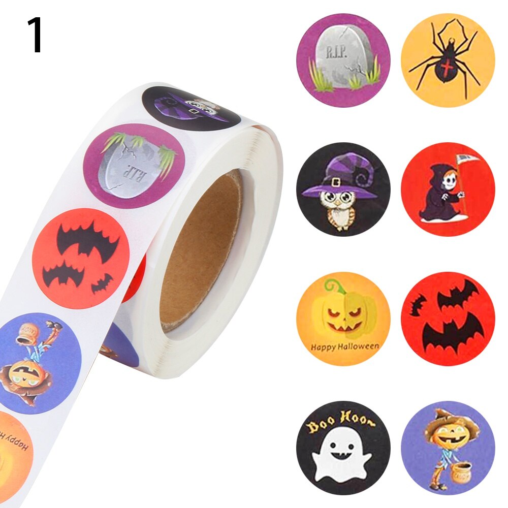 500 stuks halloween ronde stickers zelfklevende etiketten papieren snoepzakken stickers verpakking seal verpakking knutselen: 1