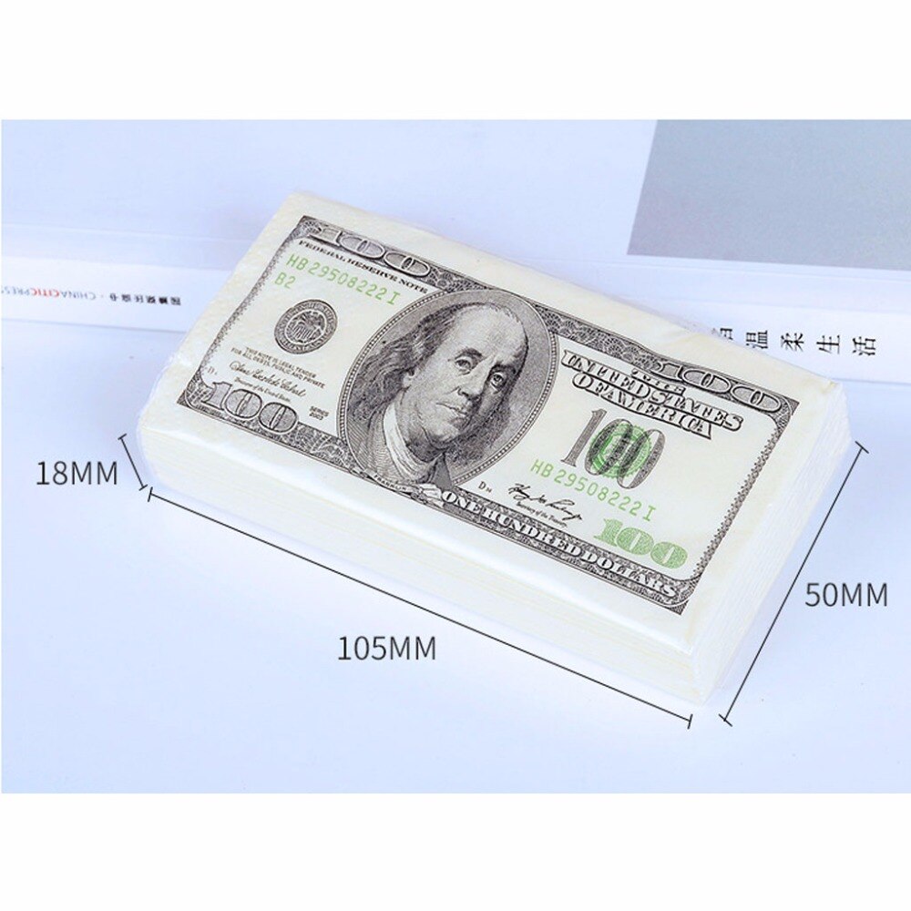 10 Packs Napkin Paper 100 Dollar Raw Wood Pulp Facial Tissue Handkerchief Sanitary Paper Disposable Party Tableware