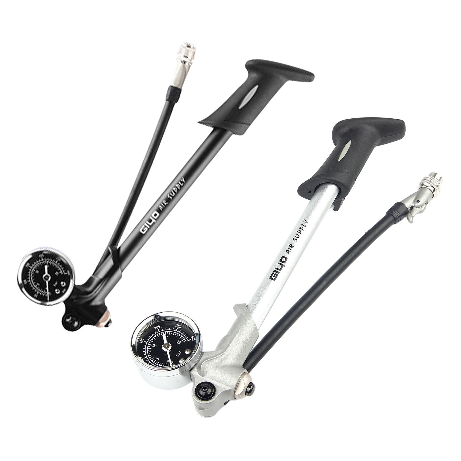 High Pressure Shock Pump, No Air Loss Nozzle [300PSI] MTB Bike Shock Pump for Fork &amp; Rear with Gauge &amp; Schrader Valves Adapter