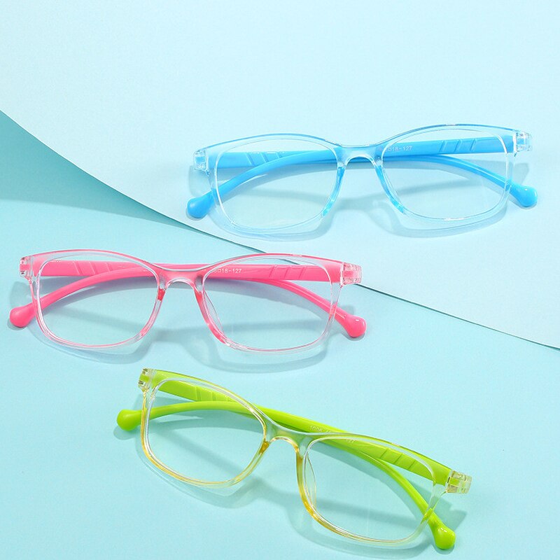 Trendy gennemsigtige anti-blå lys briller børn mærke behagelige lys computer briller drenge piger