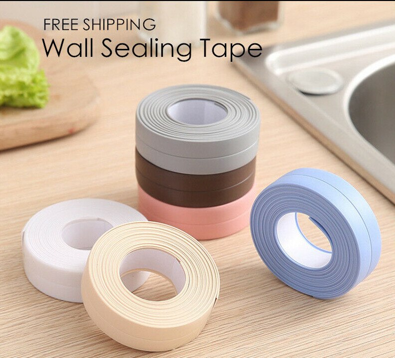 1Roll Sealing Strip Self Adhesive Bath Wall Sealing Strips Kitchen Bathroom Sink Basin Edge Trim strip 3.2m Length