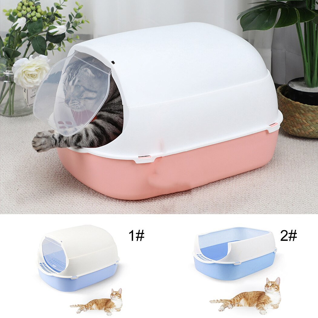 Toilettes Anti éclaboussures pour chat, 1 pièce, boîte à litière en plastique à capuche, parois hautes, pot, bac à litière pour animaux de compagnie, fournitures pour chats