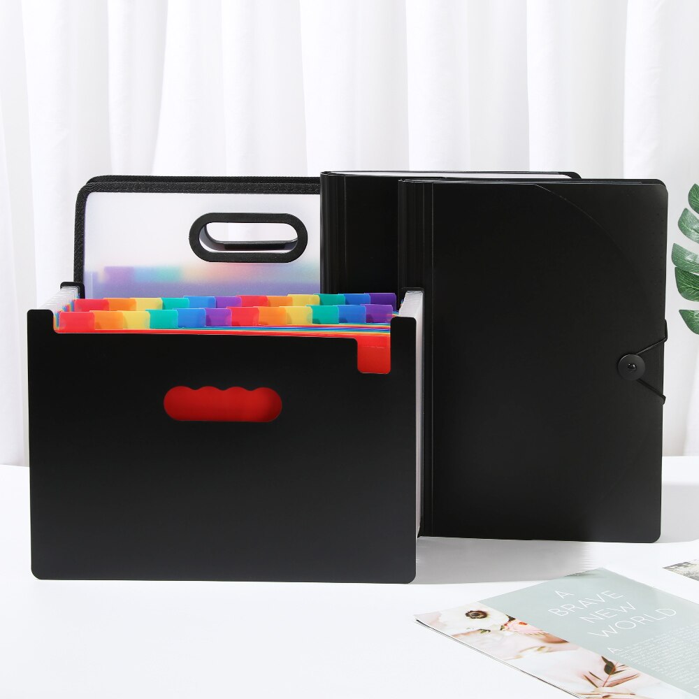 12/24/37 Pockets Rainbow Expanding File Folder A4 Document Holder Papers Classify Organ Bag Office Filing Briefcase Organizer