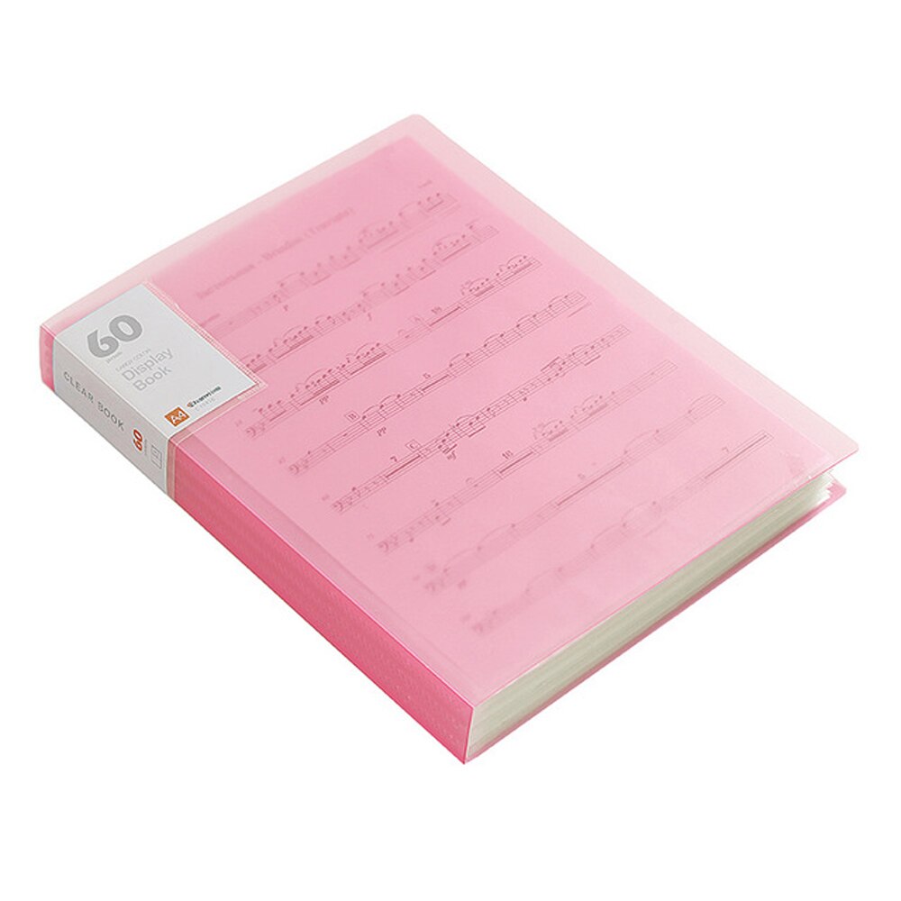 A4 Display Boek 40/60 Pagina Transparante Insert Map Document Opbergtas Voor Bank Bestand Kantoor Werkplek Familie: 60 Page Pink