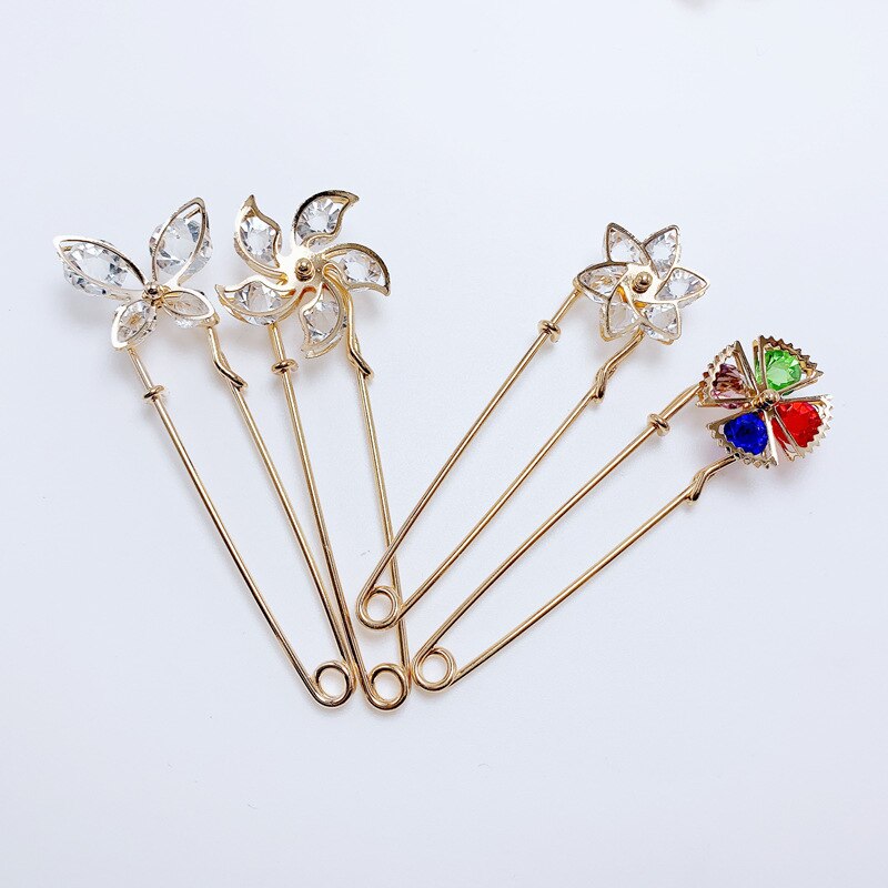 10 stuks kristallen strass broche jurk decoratie schattige gesp speld grote veiligheidsspeld kraag vrouwen sieraden voor kleding ornament