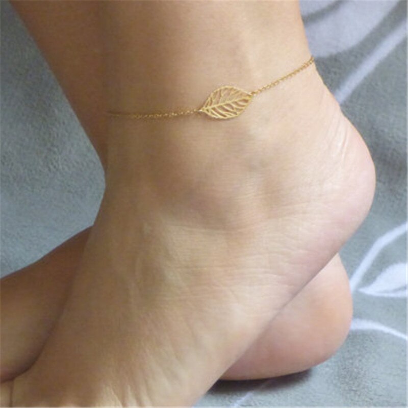 Trendy Goud Kleur Leaf Enkelbandje Voeten Armband Voor Vrouwen Strand Schoeisel Vintage Enkelbanden Boho Stijl Party Zomer Sieraden