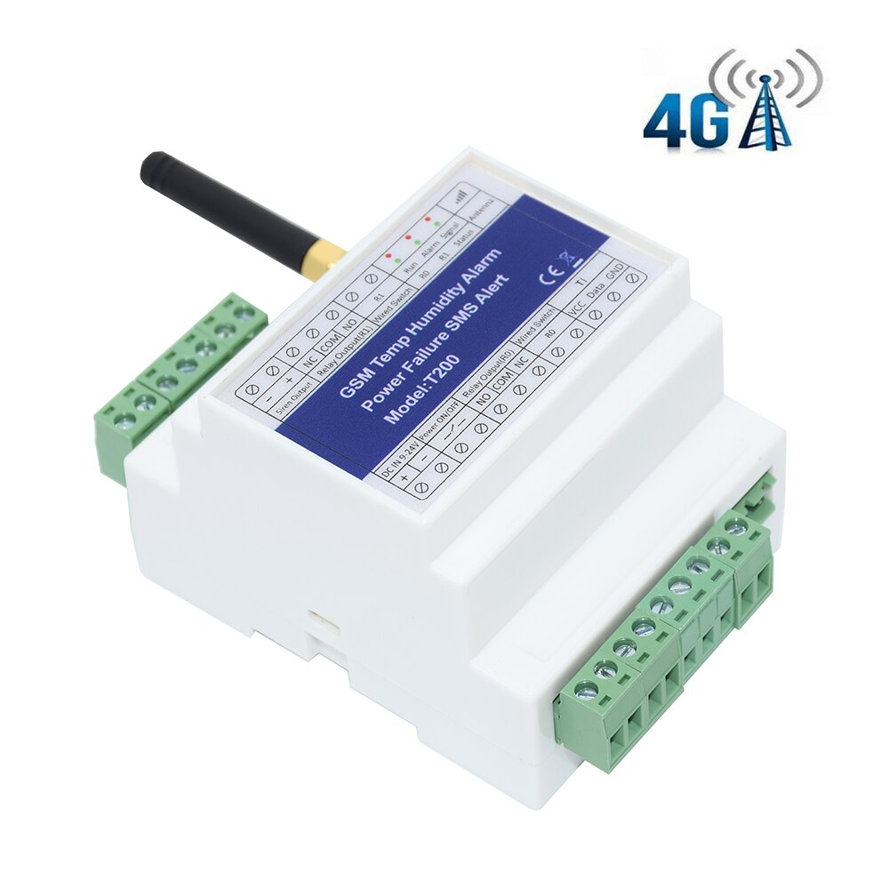 Din-Rail Gsm 4G Sms Remote Controller Relais Schakelaar Temperatuur Vochtigheid Monitor Stroomuitval Alarm