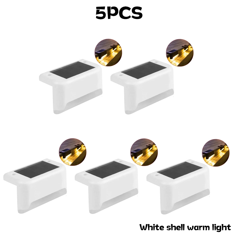 1-10 stk. solcelledrevne terrasselamper udendørs trinlamper vandtætte led-solcellelamper til gelænder trapper trinhegn have terrasse og sti: Gylden gul