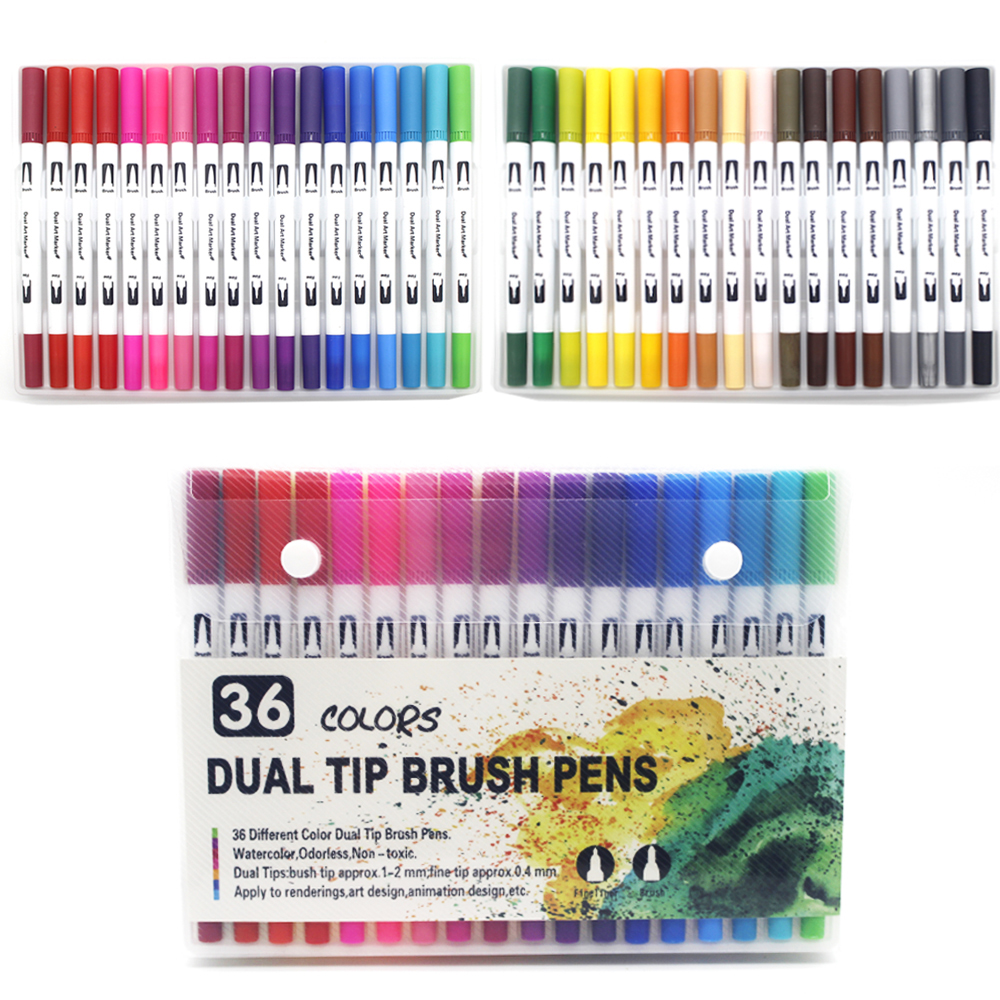 Markers Set 36/48/72/120 Kleuren FineLiner Dual Tip Brush Pen Tekening Schilderen Aquarel Art Marker Pennen voor Manga Art Supplies: Rood