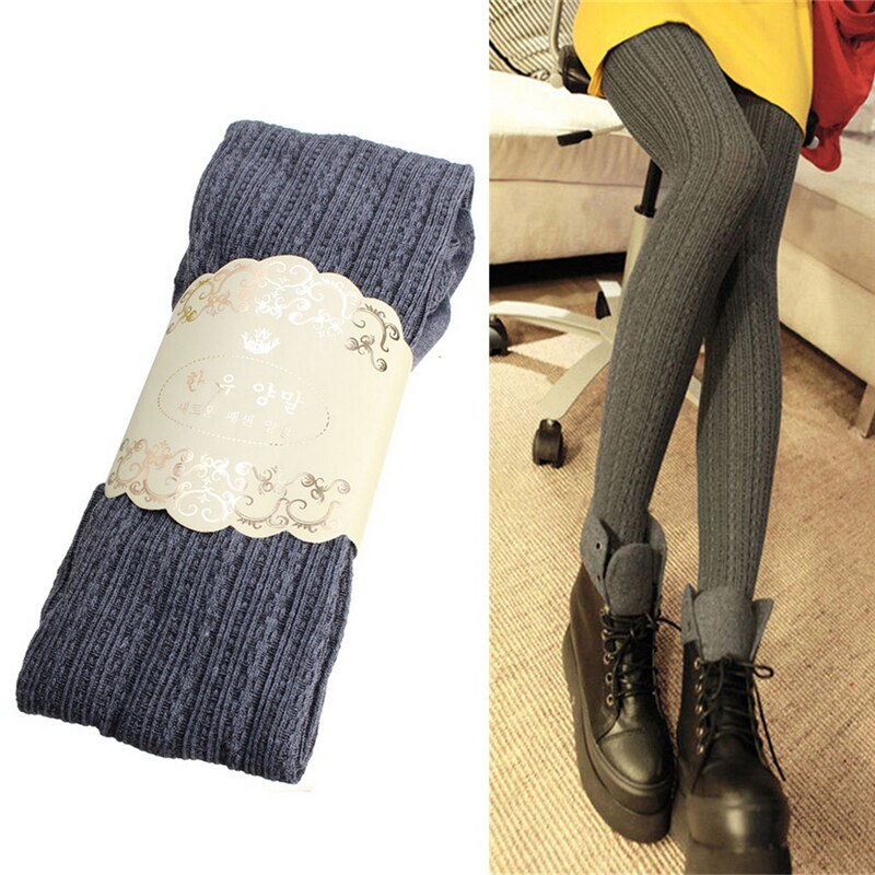 Vinter varme skinny tights trend kvinder dame strikke tights høj elastik super slanke kvinders tykke tights