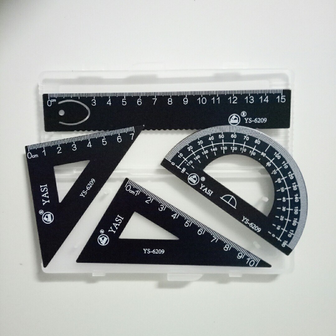 4pcs/set Metal Ruler Set Metal/Plastic/Soft Geometry Maths Drawing compass stationery Rulers mathematical for School