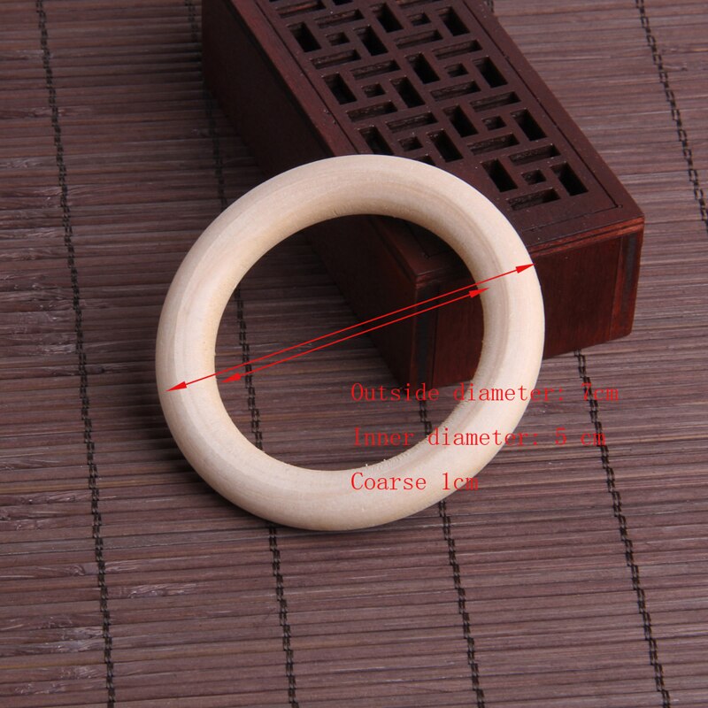 5Pcs 70Mm Baby Houten Tandjes Ringen Ketting Armband Diy Ambachten Natuurlijke