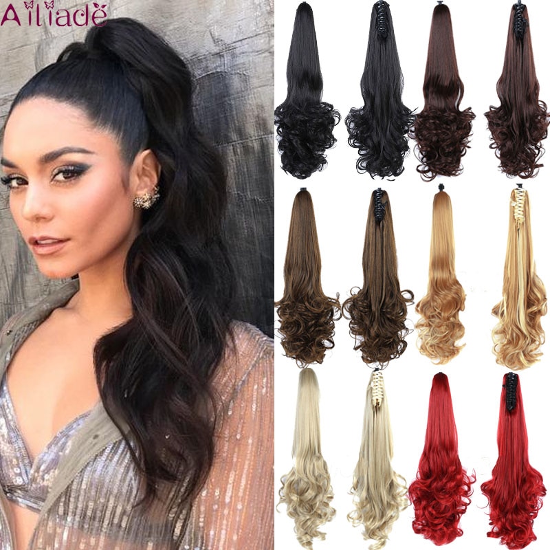 AILIADE 24 "Vrouwen Synthetische Claw op Paardenstaart Clip in Pony Tail Hair Extension Lang Krullend Stijl Haarstukje paardenstaart Haar extension