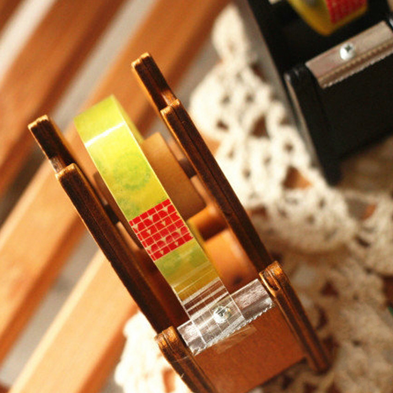 Funny Cute Cat Shape Wooden Tape Dispenser Diy Paper Office Adhesive Tapes Cutter Kids Student School Stationery Supplies