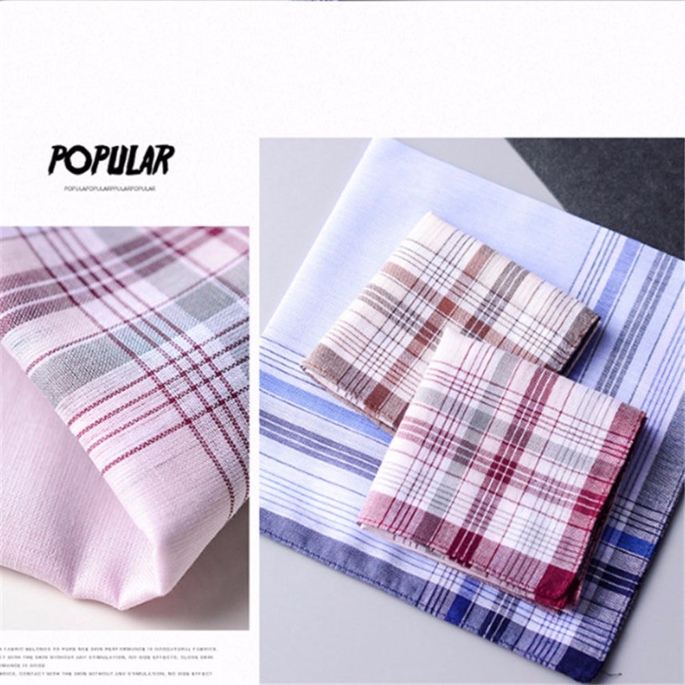 1pc firkantede plaid stribe lommetørklæder mænd klassisk vintage lomme lomme bomuldshåndklæde til bryllupsfest 38*38cm tilfældige farver