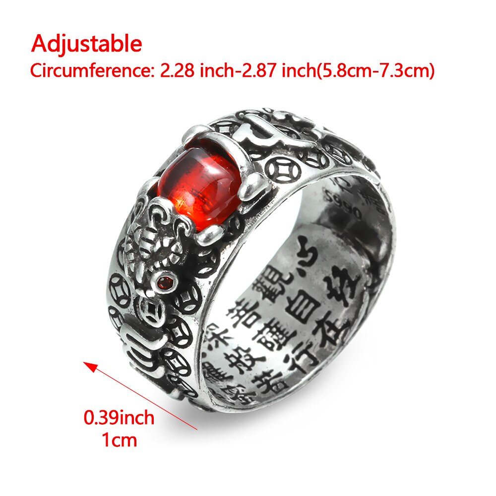 Vintage Pixiu Charms Ring Unisex Adjustable Women Men Feng Shui Jewelry Amulet Protection Wealth Buddhist Retro Rings