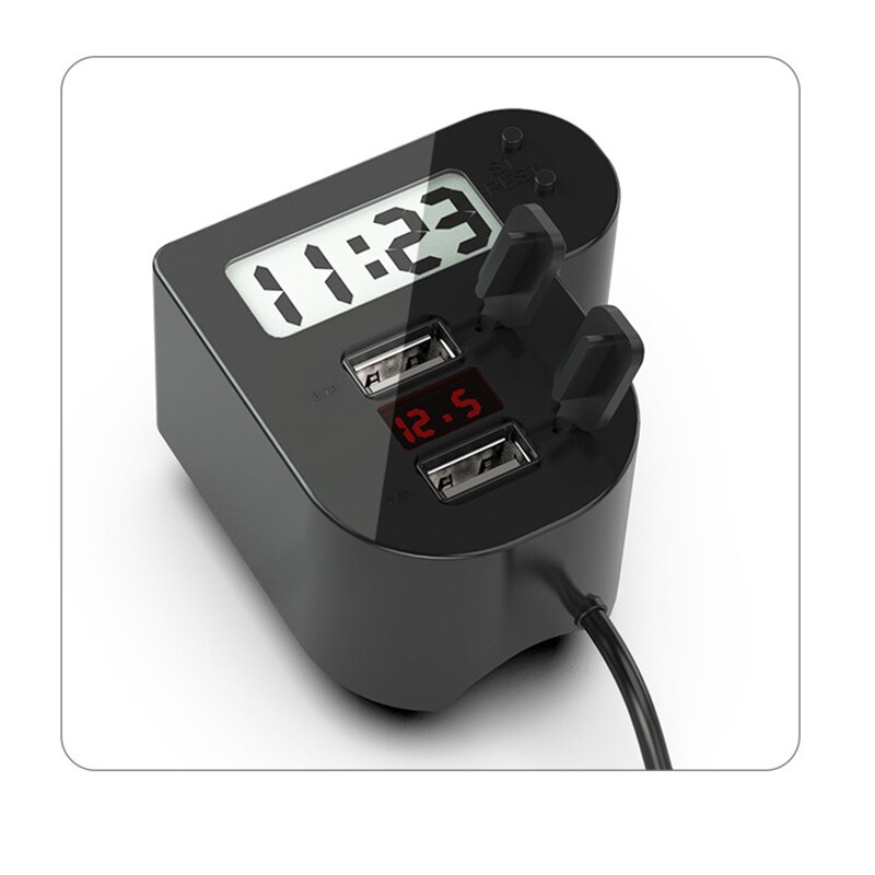 Motorfiets Quick Charge Dual Usb 5V 3.1A/1.5A Charger Motorbike Digitale Klok Led Voltmeter Waterdichte Usb Cover Accessoires: Default Title