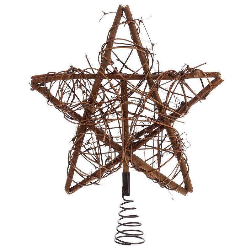 Christmas Rattan Star Treetop with Spring Support Grandado
