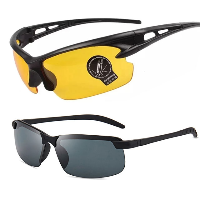 Gafas de visión nocturna para hombre y mujer, lentes de ciclismo al aire libre, montura negra, gafas de noche para Conductor, gafas de , color amarillo: Albaricoque