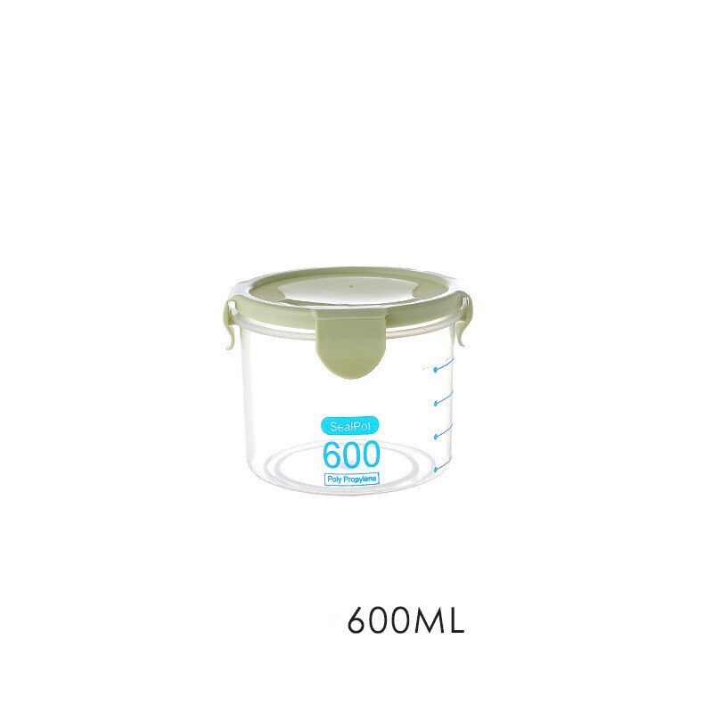 Akryl 600-1000 ml køkken opbevaringsboks forsegling mad opbevaring beholder konservering plast frisk pot beholder insekt-bevis: Midt grøn