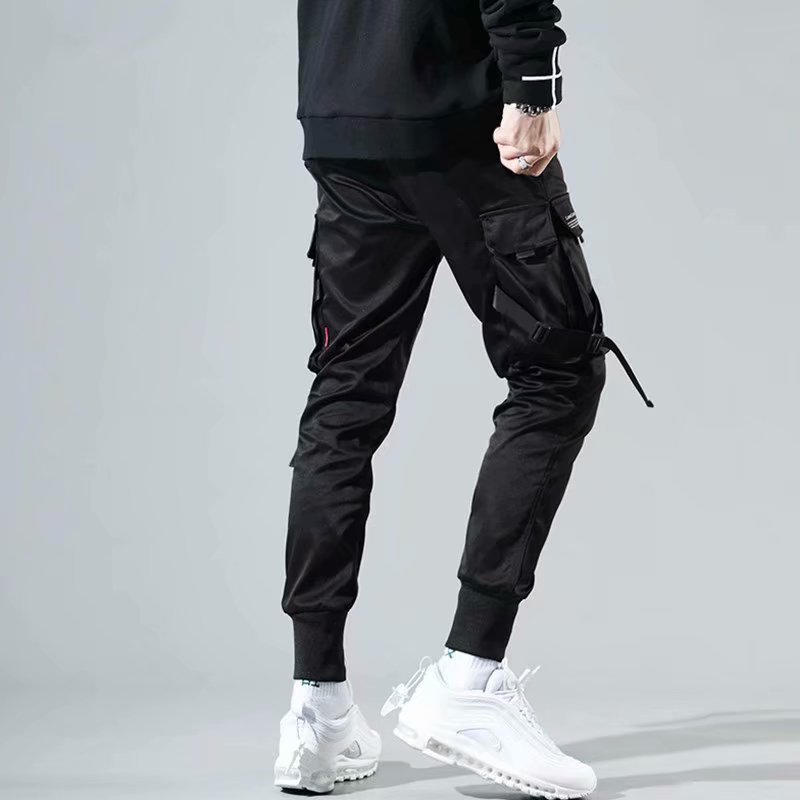Linten cargobroek heren casual streetwear harajuku broek hiphop trendy casual jeugd slanke broek stijlvolle heren joggingbroek
