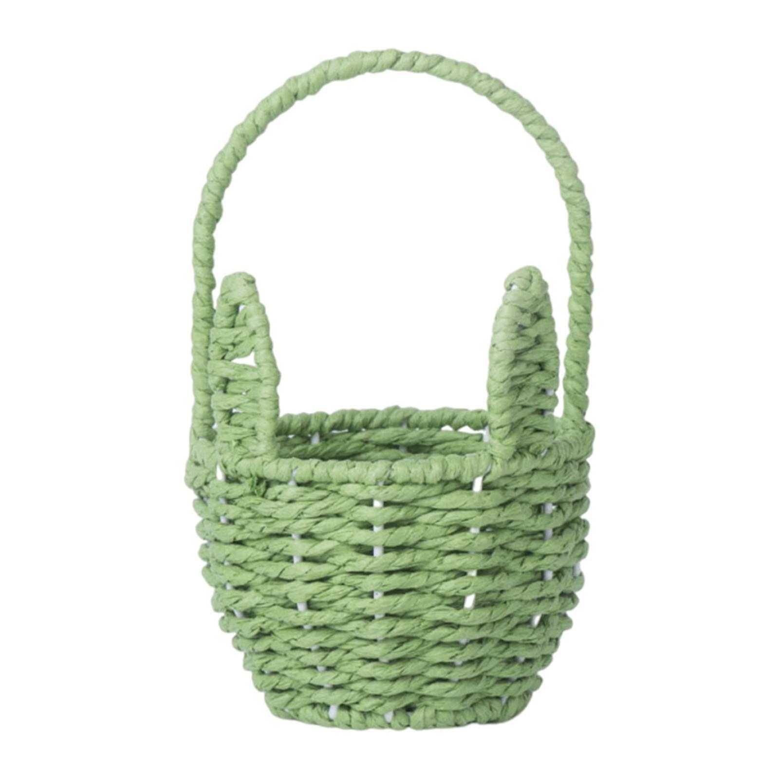 Panier de lapin de pâques mignon tissé, panier de fleurs en corde de papier Portable, décoration de pâques, maison jardin cuisine pique-nique articles divers organisateur: green