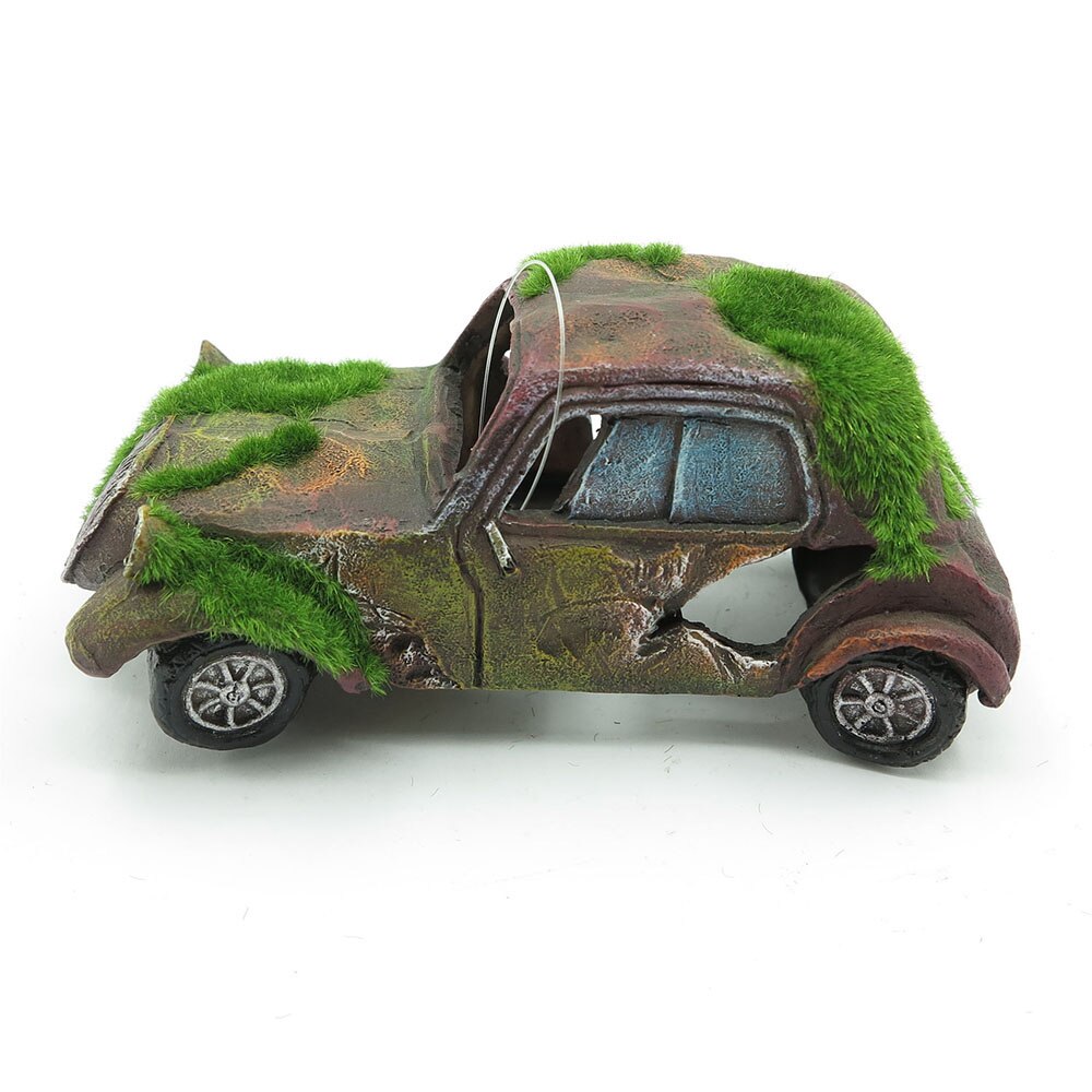 Fish Tank Car Ornament Imitation Resin Moss Vintage Old Car Aquarium Decoration Pet Aquarium Fish Tank Landscape Decor Supplies