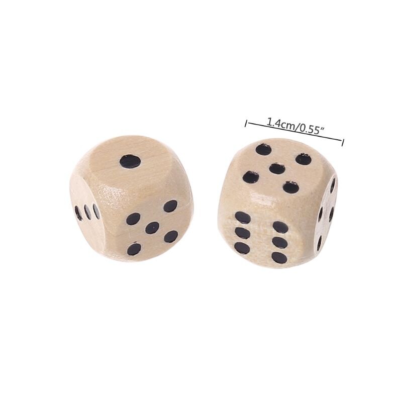 10pcs 6 Sided Wood Dice Point Cubes Round Corner Party Kid Toys Game 14*14*14mm Multi Sides Dice for Board Game