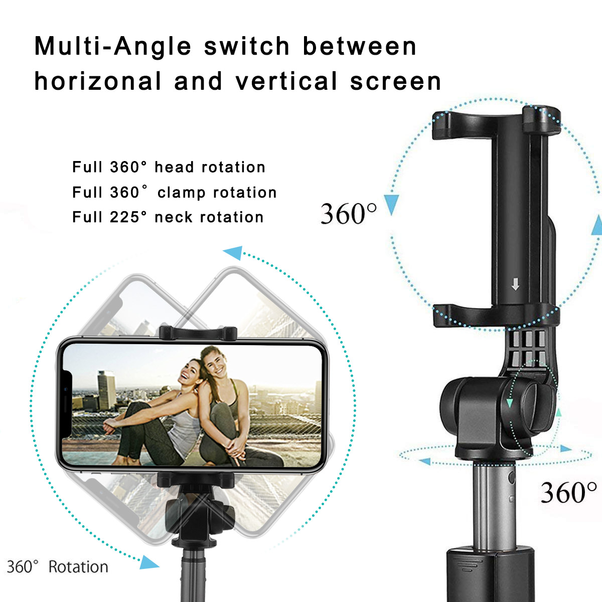 AFAITH – perche à Selfie sans fil Bluetooth, trépied rotatif à 360 ° extensible, Mini monopode pour Smartphones ios et Android