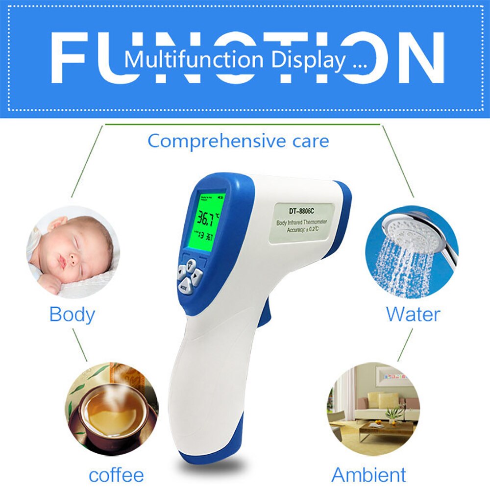 Portable Infrared Temperature Tester LCD Screen Back Light And Sound Alarm 35-Sets Recall Memory Temperature Detector