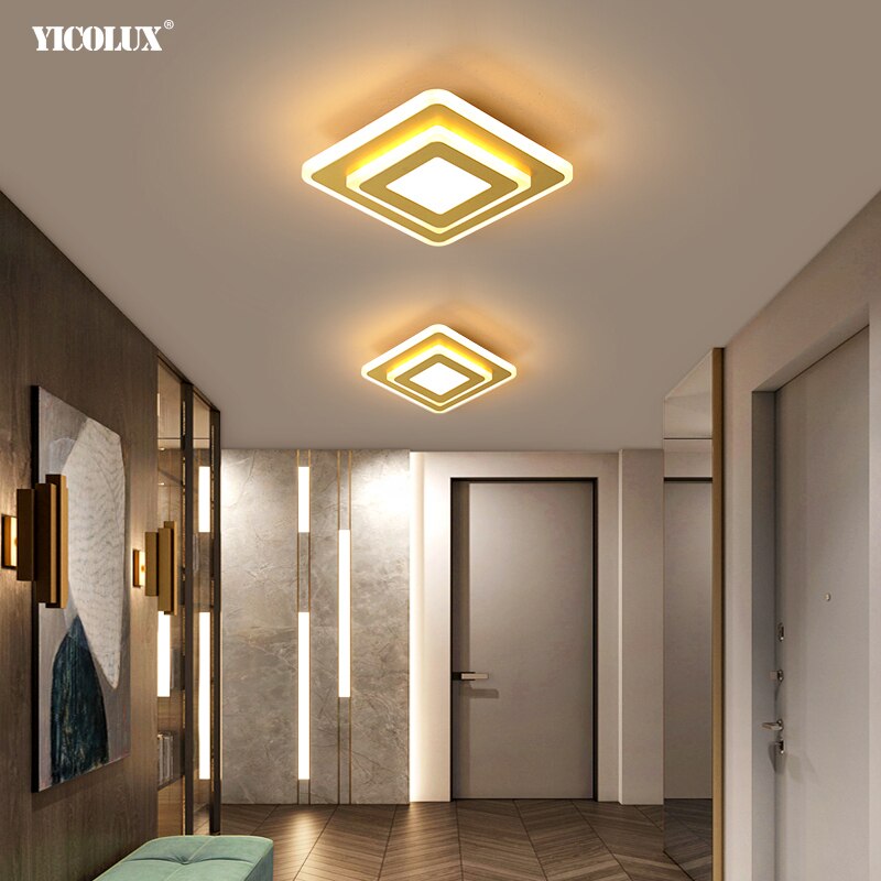 20Cm Goud Kroonluchter Licht Moderne Led Gang Lamp Huis Ingang Balkon Dimbare Verlichting Decoratieve Armaturen
